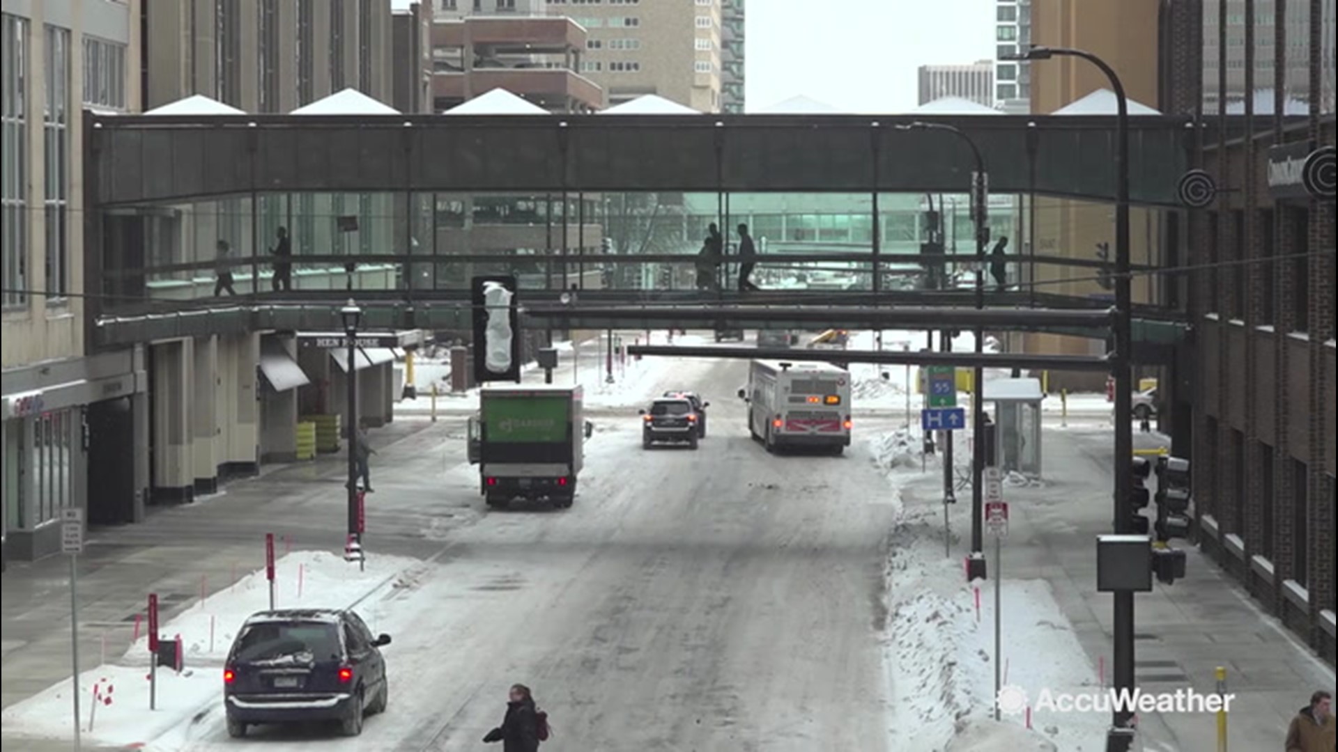 Frigid cold grips Minneapolis, Minnesota, but people are escaping through the Skyway system. Jonathan Petramala visited on Dec. 10 and explains how it works.