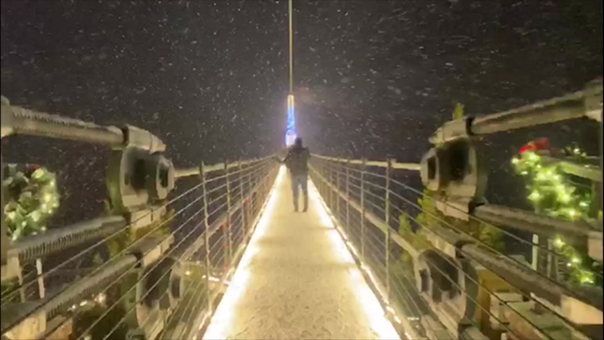 Gatlinburg's famous SkyBridge provided majestic views of a snow-covered Tennessee city on Nov. 30 as lake-effect snow extended deep into the south.