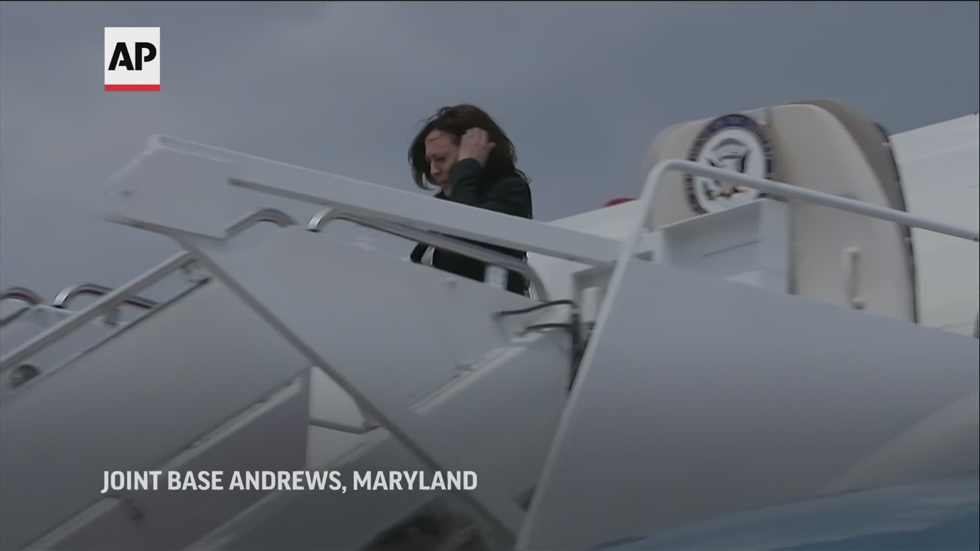 A technical issue forced Vice President Kamala Harris' plane to return to Joint Base Andrews in Maryland about 30 minutes after she had left on a trip Sunday.