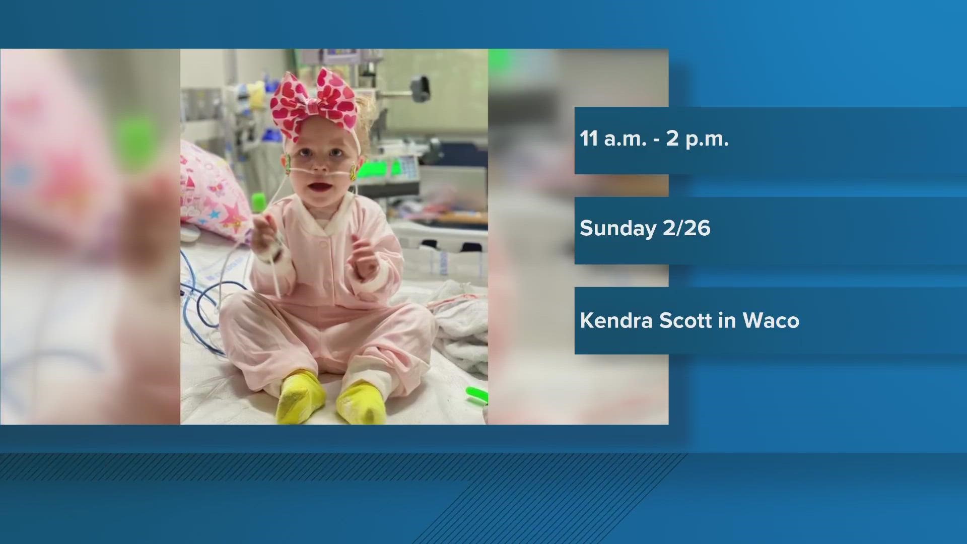 3-year-old Eva-Ann invites the community to Kendra Scott in Waco to help raise funds for Dell Children's Medical Foundation.