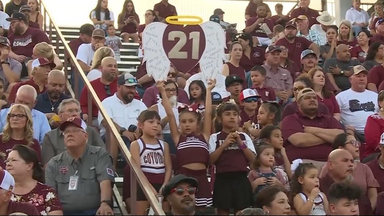 Rival fans become friendly neighbors, don Uvalde High colors as Coyotes play first home game since Robb tragedy