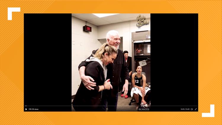Spurs' Popovich visits with Hammon, Aces following their WNBA Finals Game 2 win