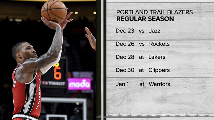 Here is the Portland Trail Blazers' first-half season schedule