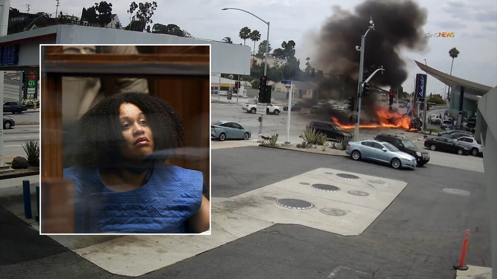 Court documents say Nicole Linton, a traveling nurse from Houston, held down the gas pedal for at least five seconds before crashing at a Los Angeles intersection.