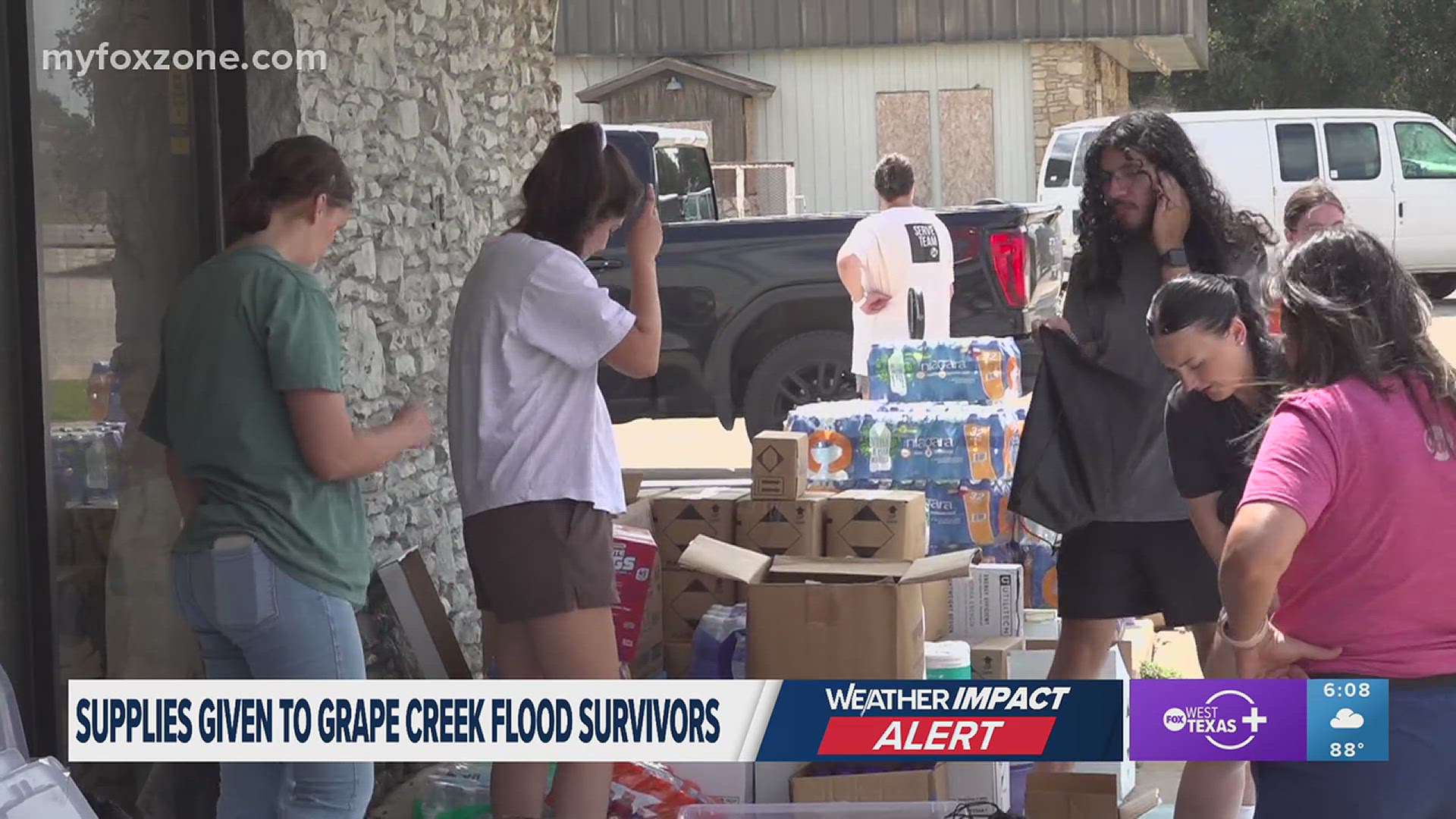 After the devastating floods that swept through the state, volunteers are helping wherever they can, including in Grape Creek. 