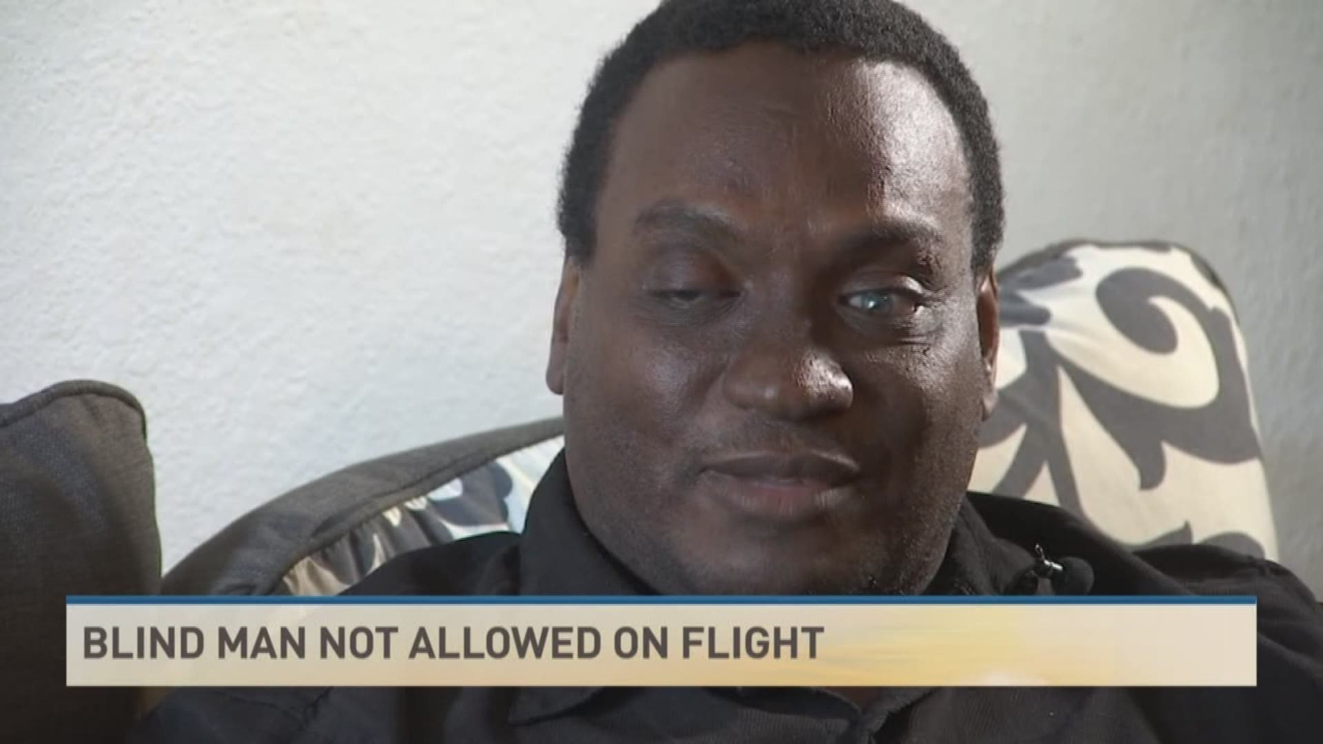 A Tampa man says he is still in shock after being turned away from a Frontier Airlines flight because he is blind.
