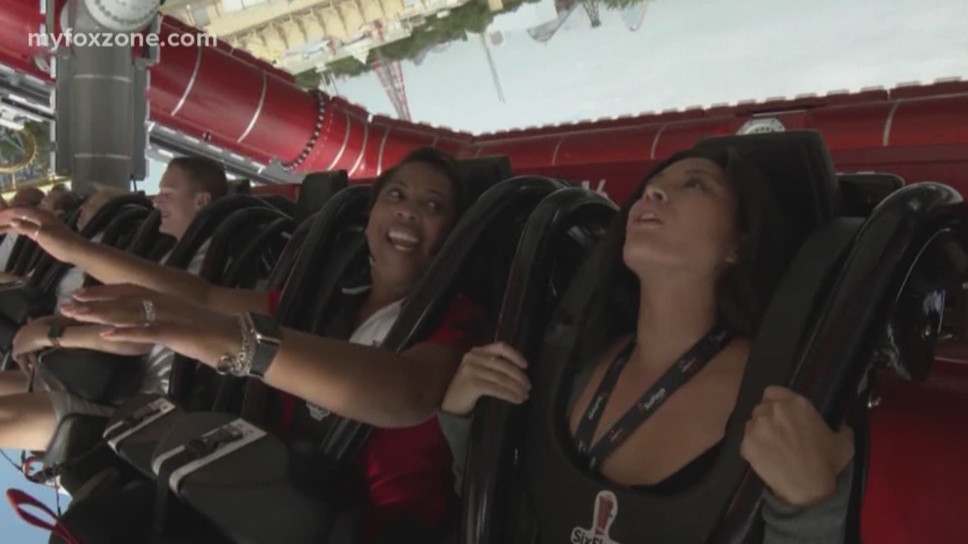 Camille Requiestas tested out the new Harley Quinn Spinsanity ride at Six Flags Over Texas. 