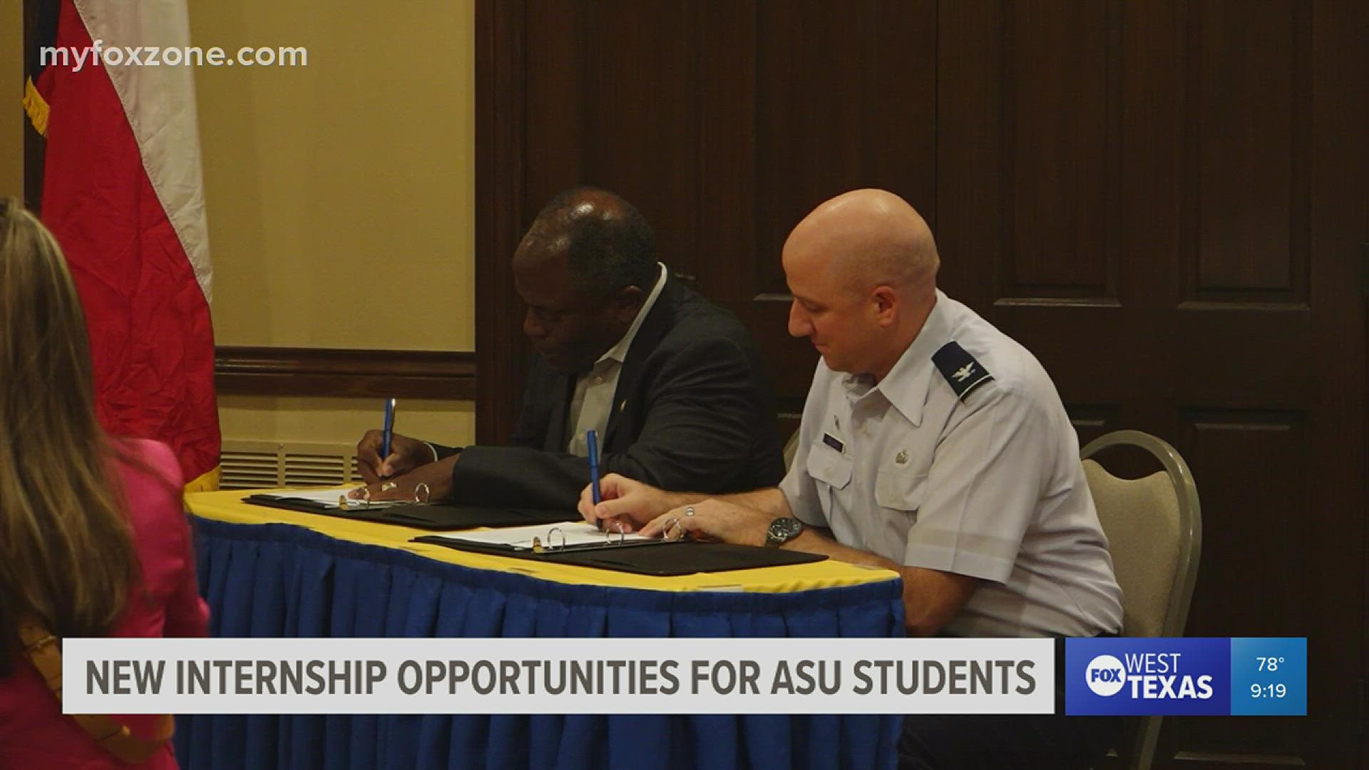 ASU and Goodfellow AFB will collaborate to recruit qualified students for the internships.