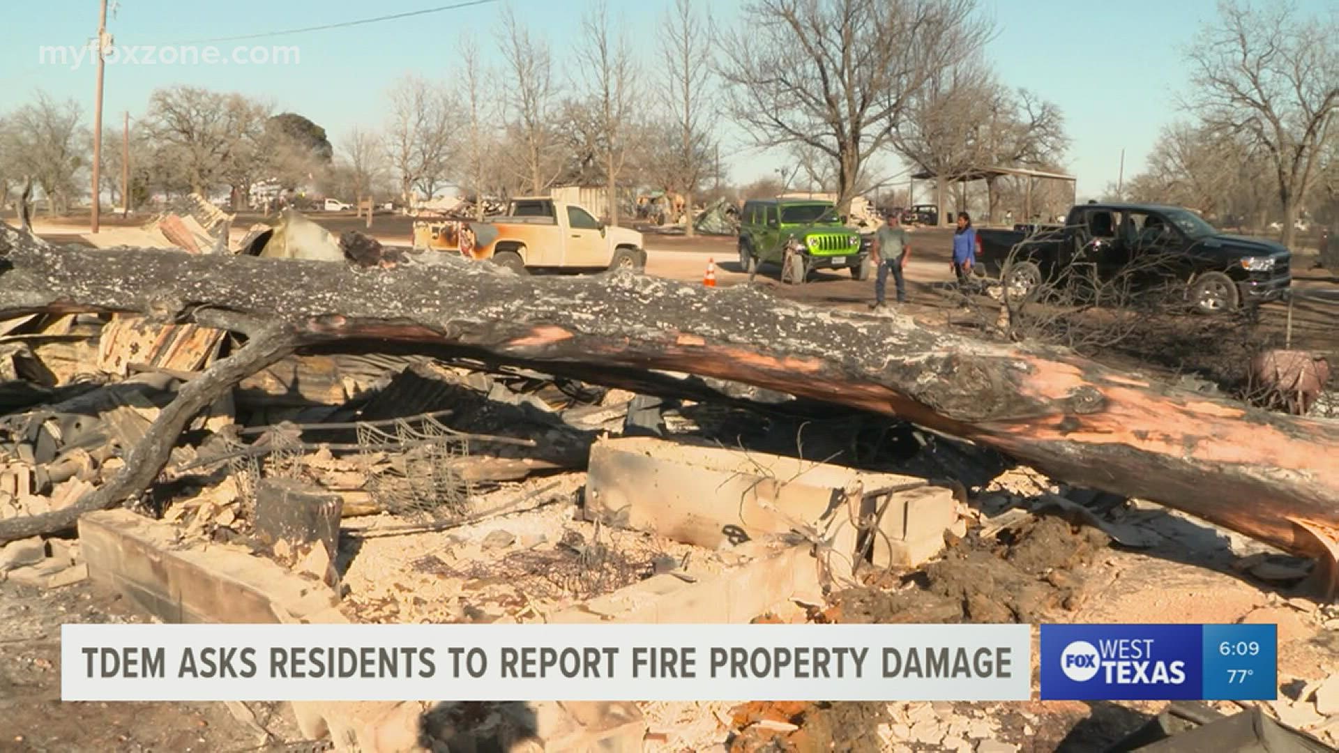 Damage to homes and businesses can be reported by using the Individual State of Texas Assessment Tool damage survey.