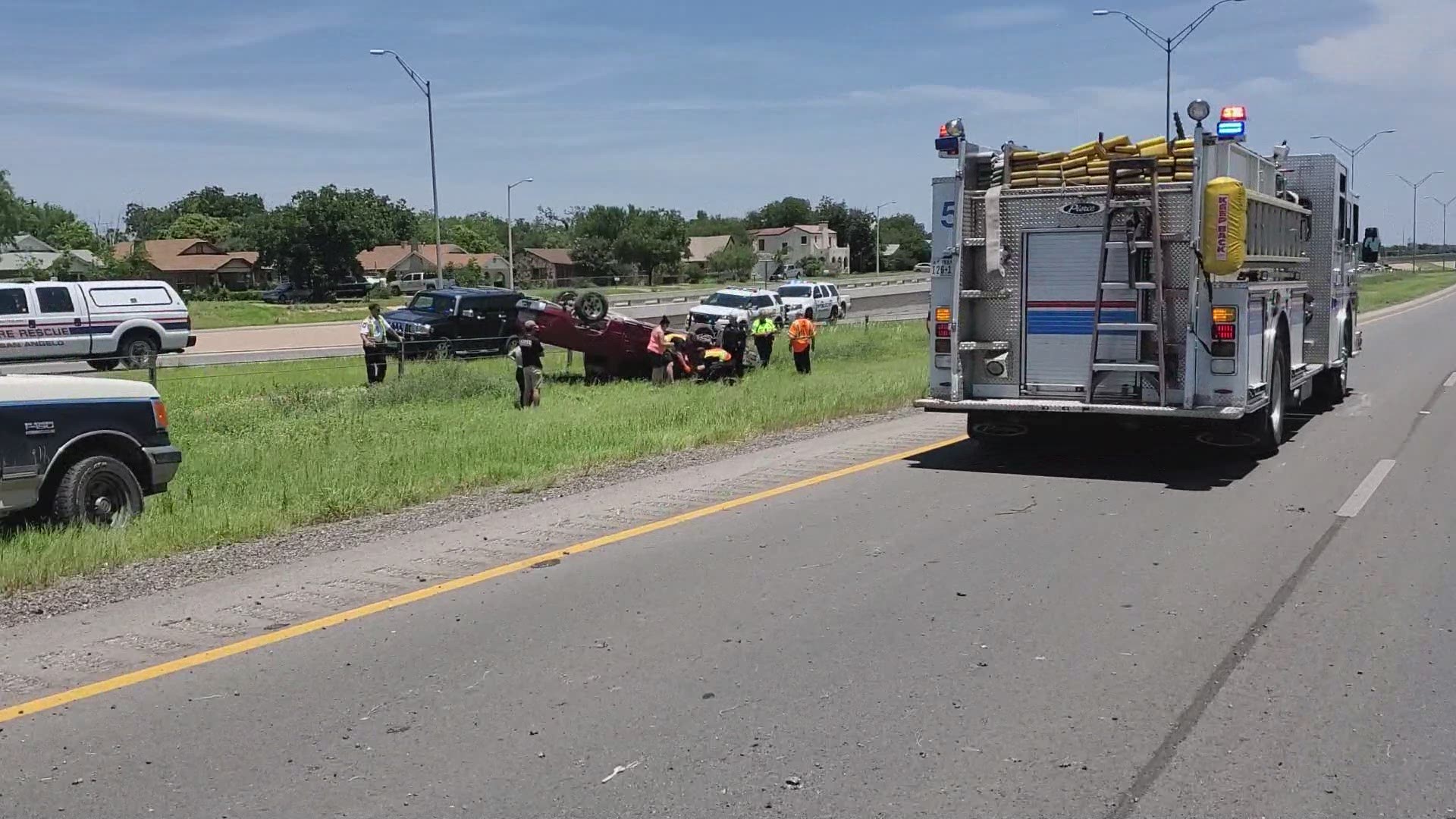 One injured in single-vehicle rollover crash on Houston Harte Expressway.