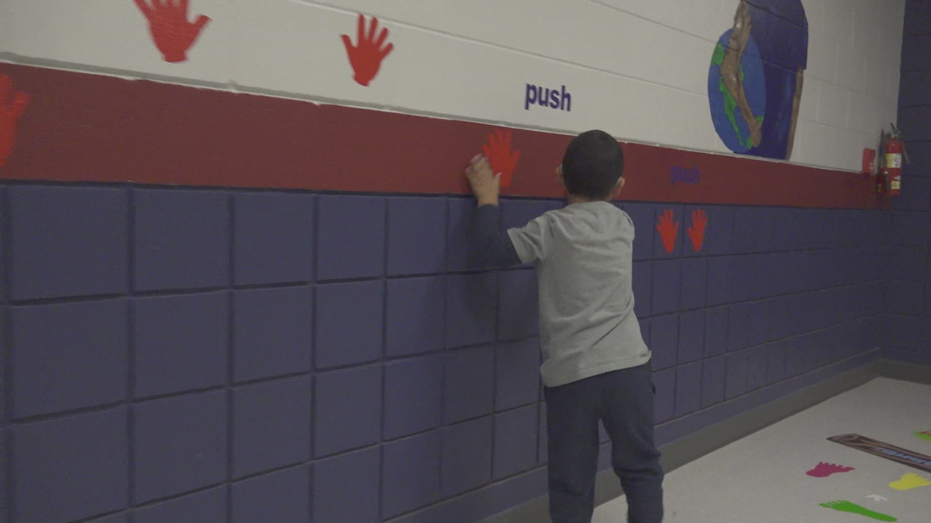 Students at Ward Elementary like first grader, Jaidendale Casselman are excited for the new sensory hallway.