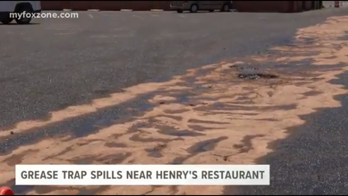 Grease trap spills near Henry's Restaurant