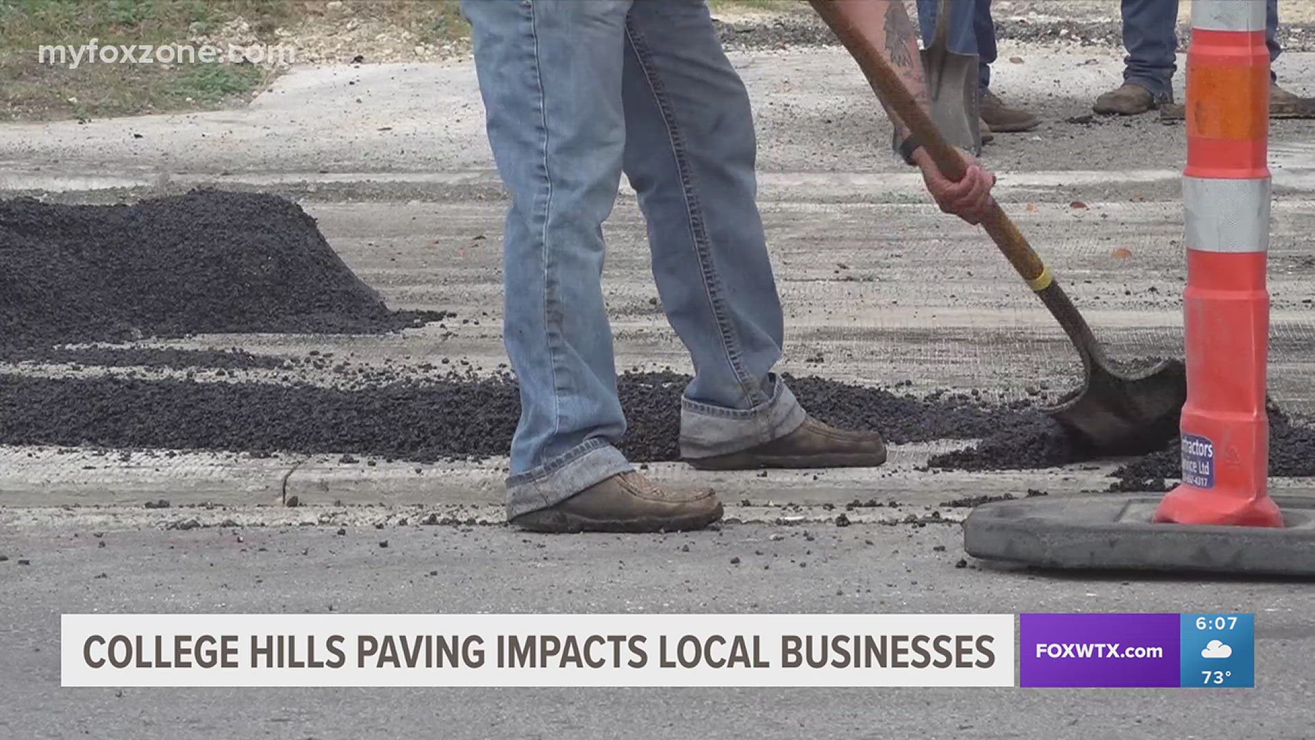 While workers are progressing down College Hills Boulevard, repaving the roads, businesses have taken a hit.