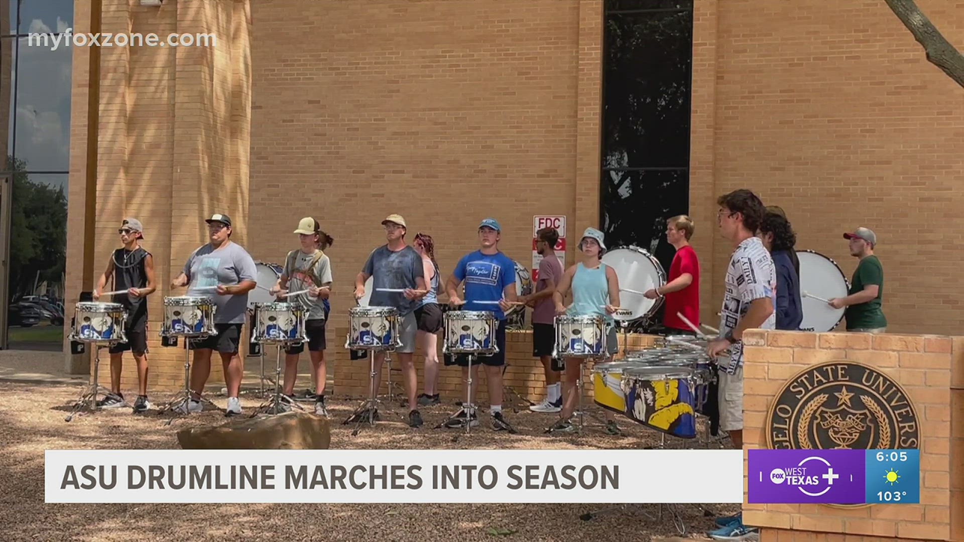 The drumline has been rehearsing for the past nine days in the Texas heat.