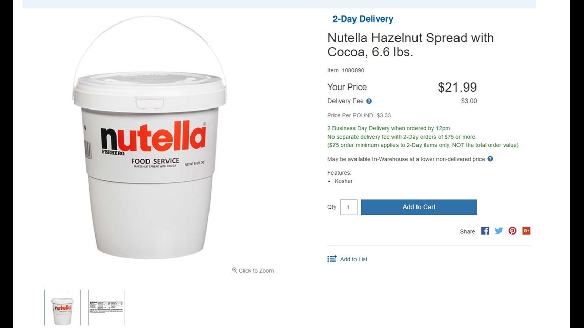 Costco sells a 7pound tub of Nutella for all you hazelnut spread