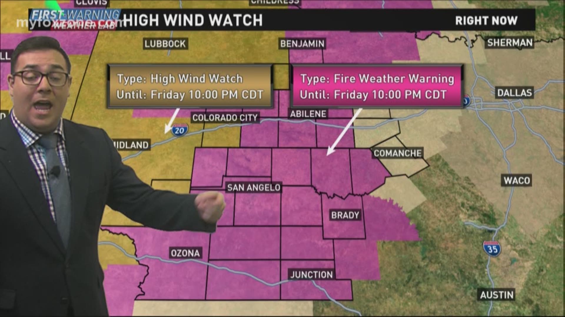 Red Flag Warning in place for all of the Concho Valley through Friday night. 