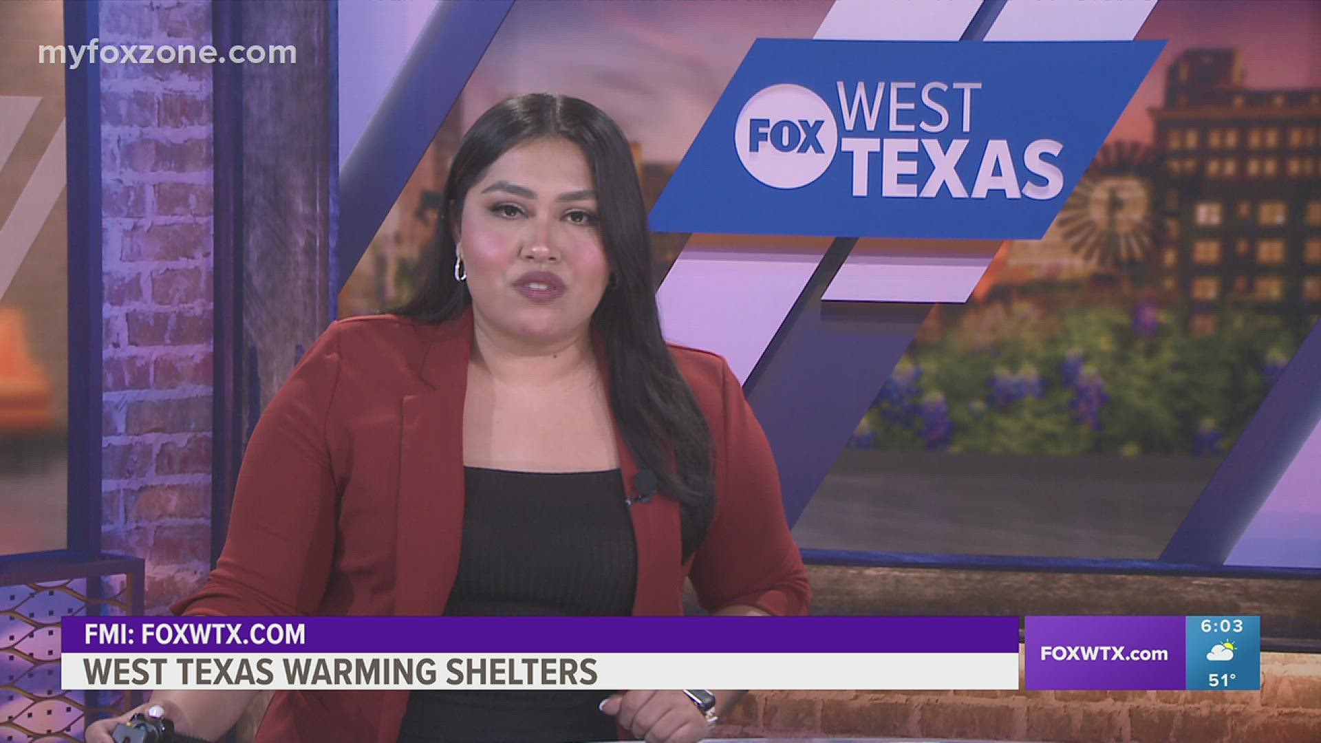 Several cities in West Texas have opened warming shelters as an arctic front moves across the region sending temperatures plummeting.