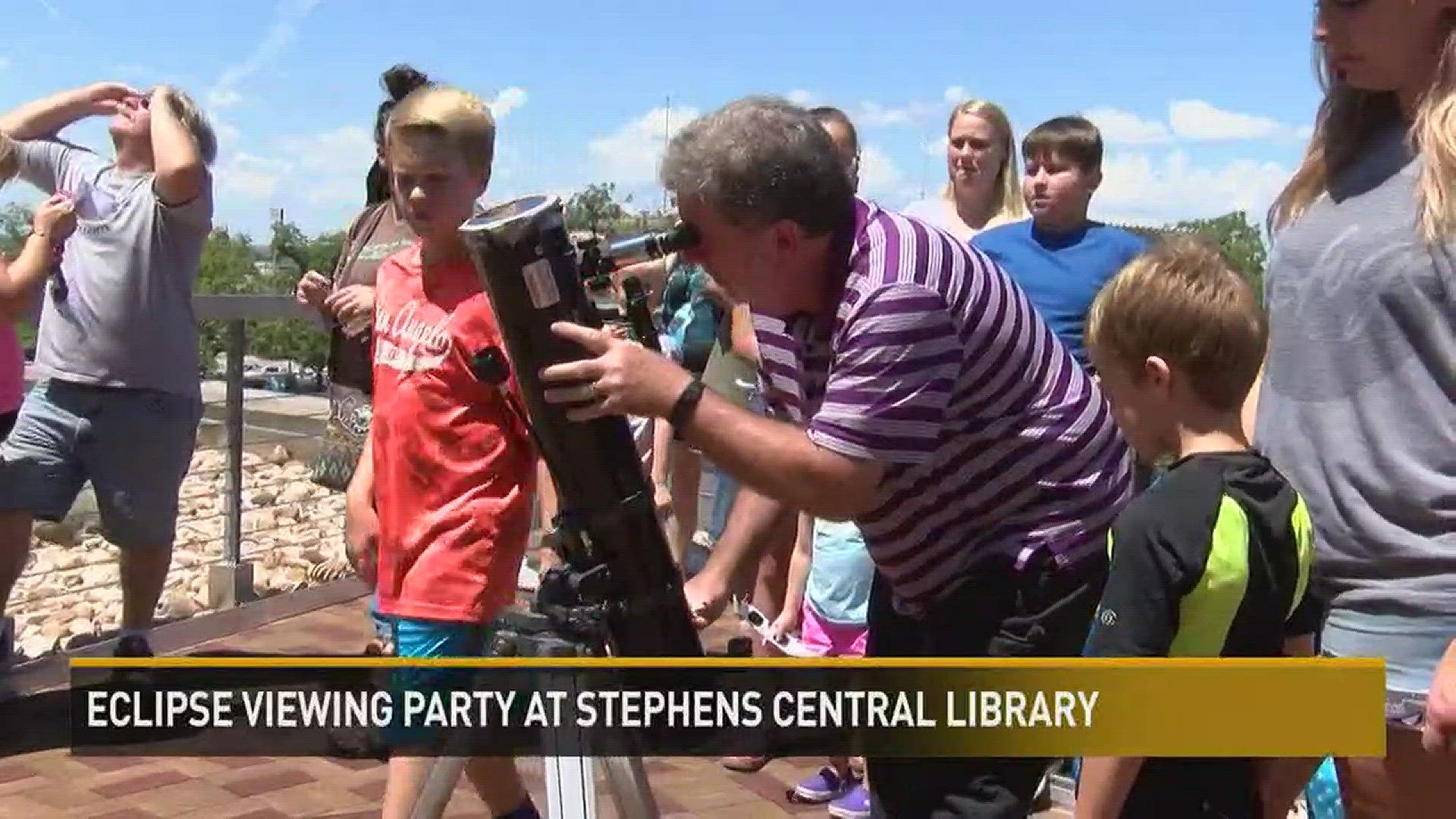 Students from all over San Angelo gathered at the Stephens Central Library to watch the solar eclipse.