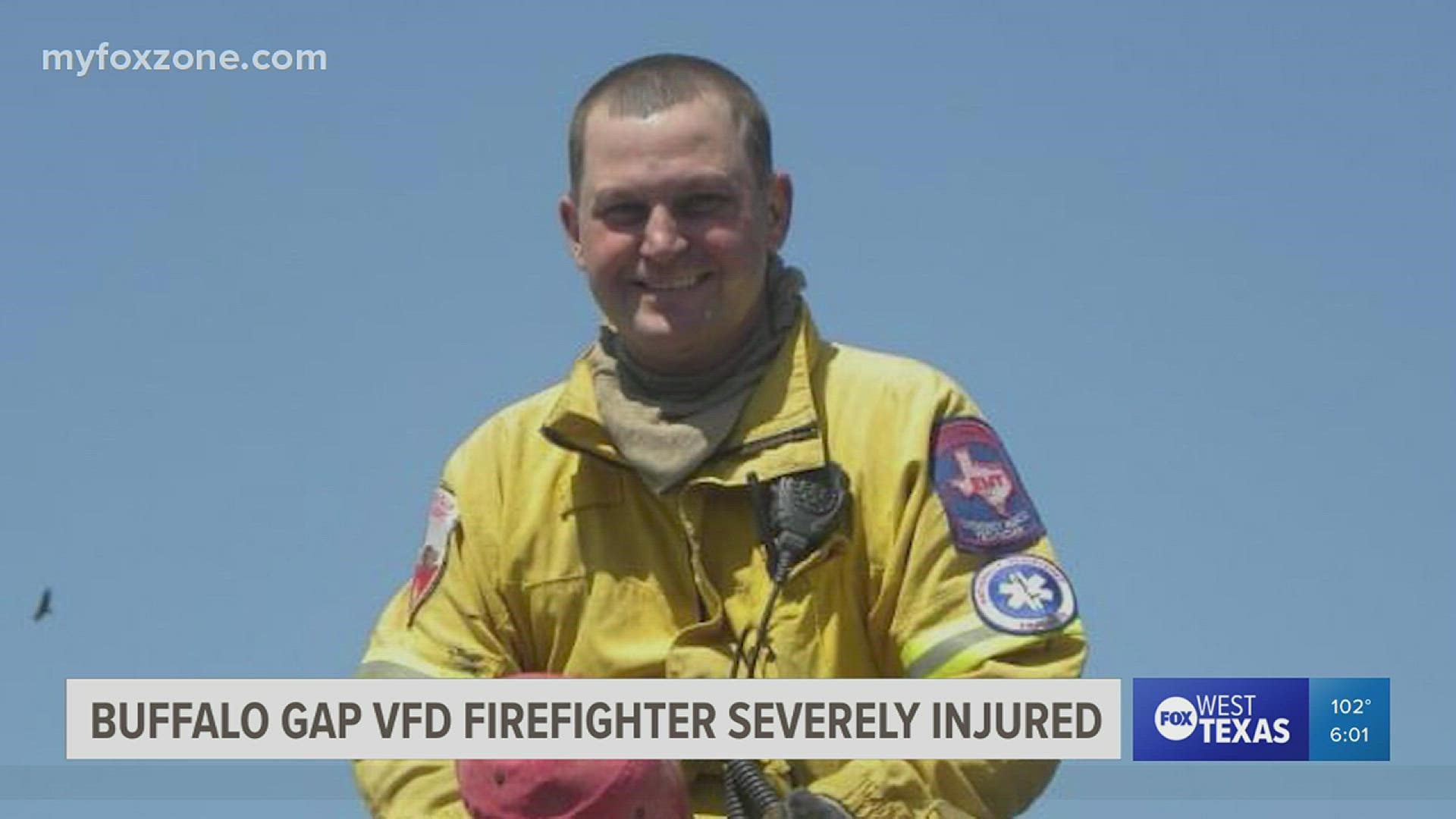 A former volunteer firefighter fell off a ladder at a structure fire, causing a broken neck and leading to multiple surgeries.