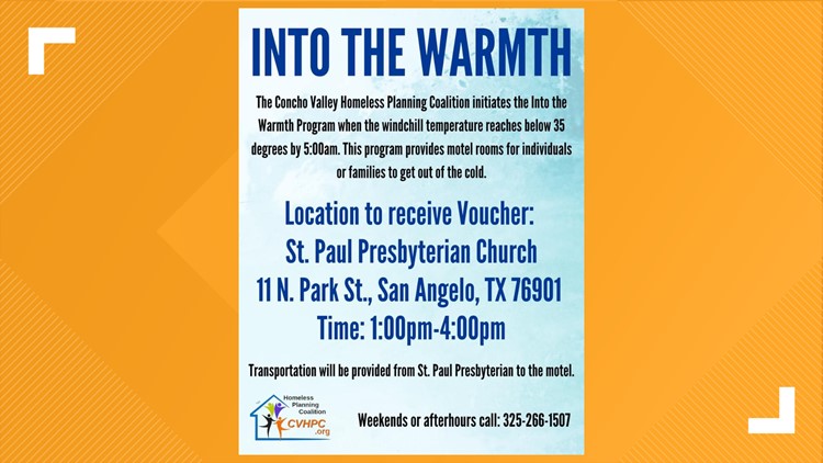 Into the Warmth program activates for expected freezing temperatures