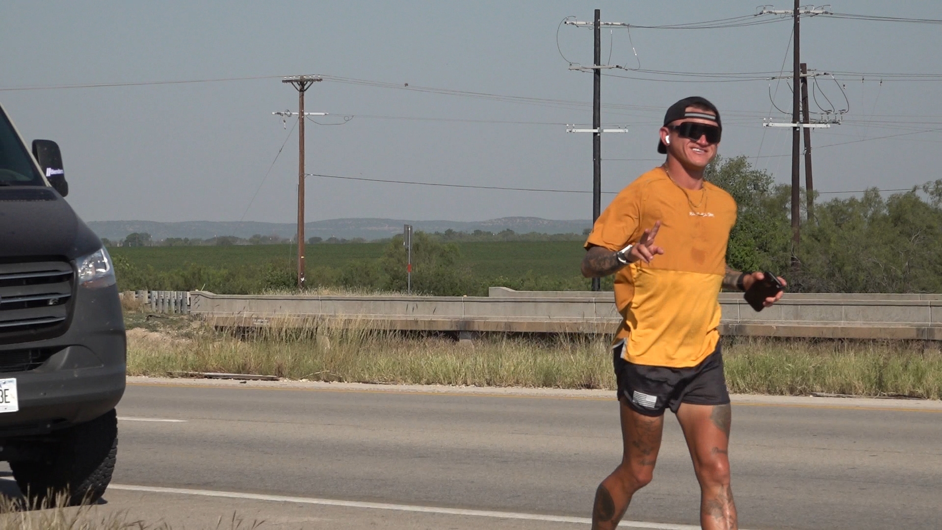 Matthew Johnson is running to Galveston, TX to benefit ValorFit, a nonprofit focused on helping veterans with fitness. He began in El Paso over a week ago.