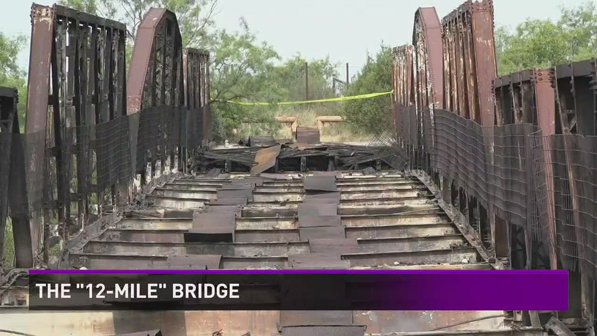 A structure known as the "12-Mile Bridge" near Ballinger, TX caught fire Sunday.