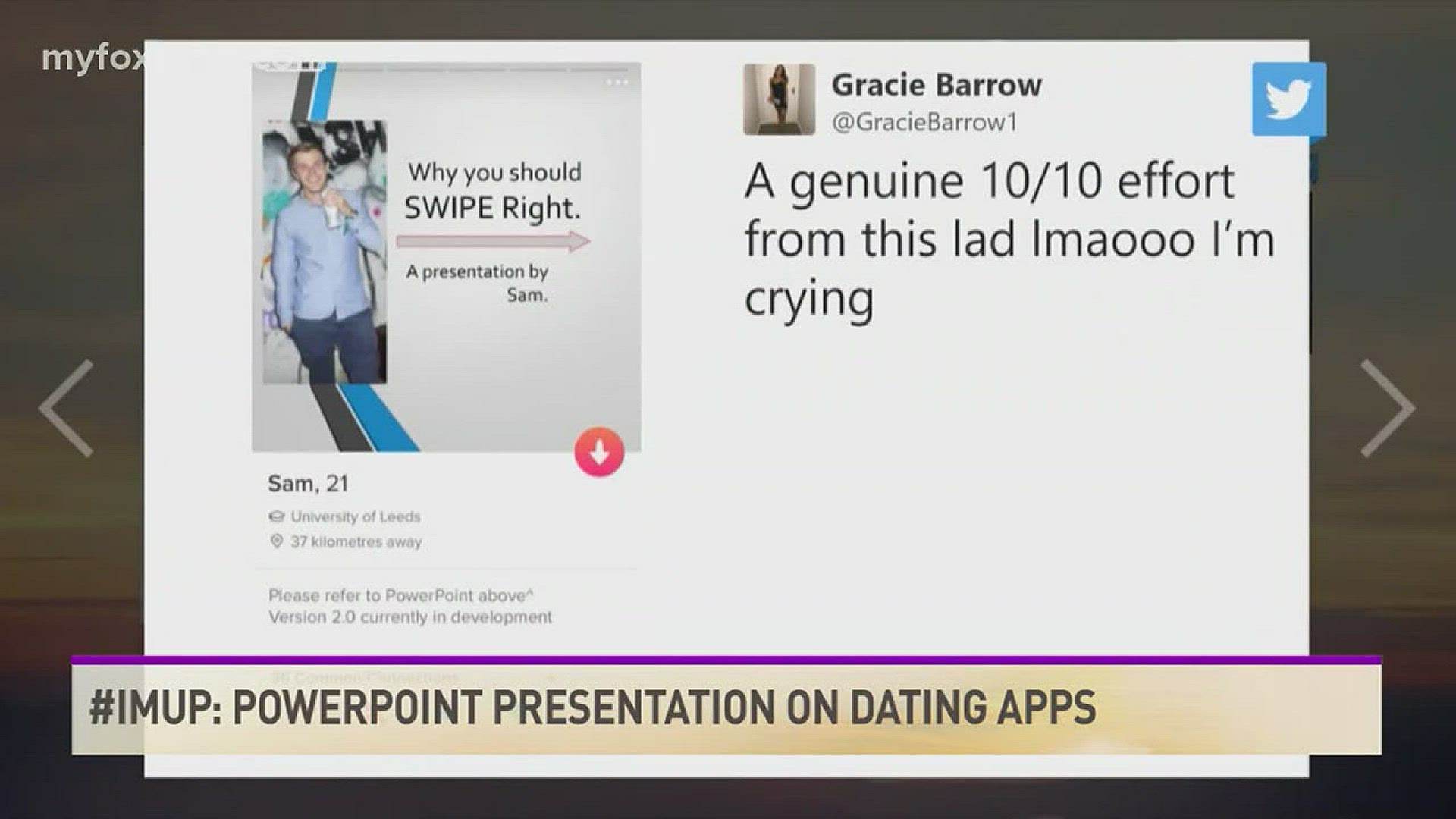 Sam Dixey posts 4 slide presentation on Tinder