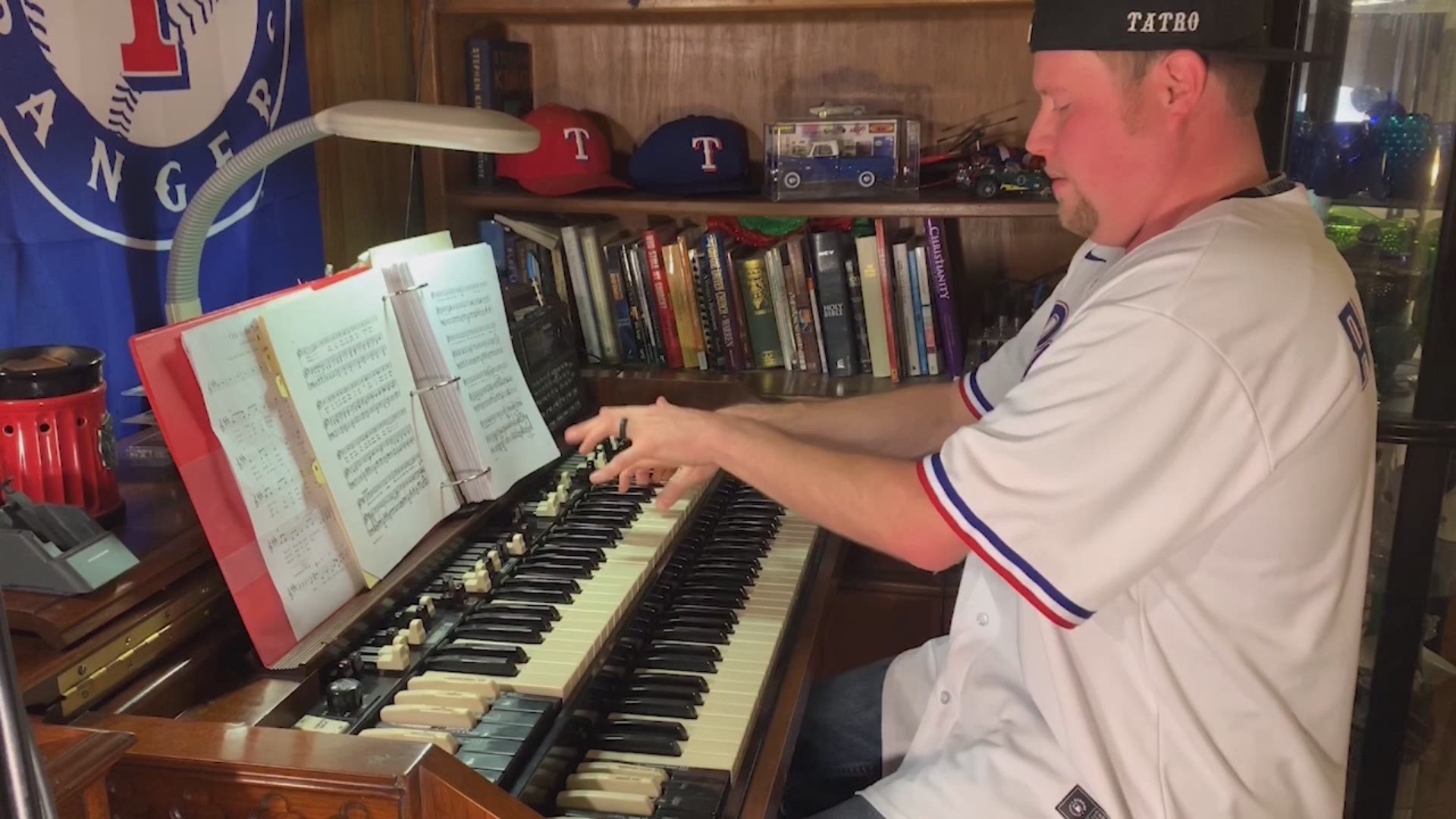 Dustin Tatro is living his dream as the Rangers organist