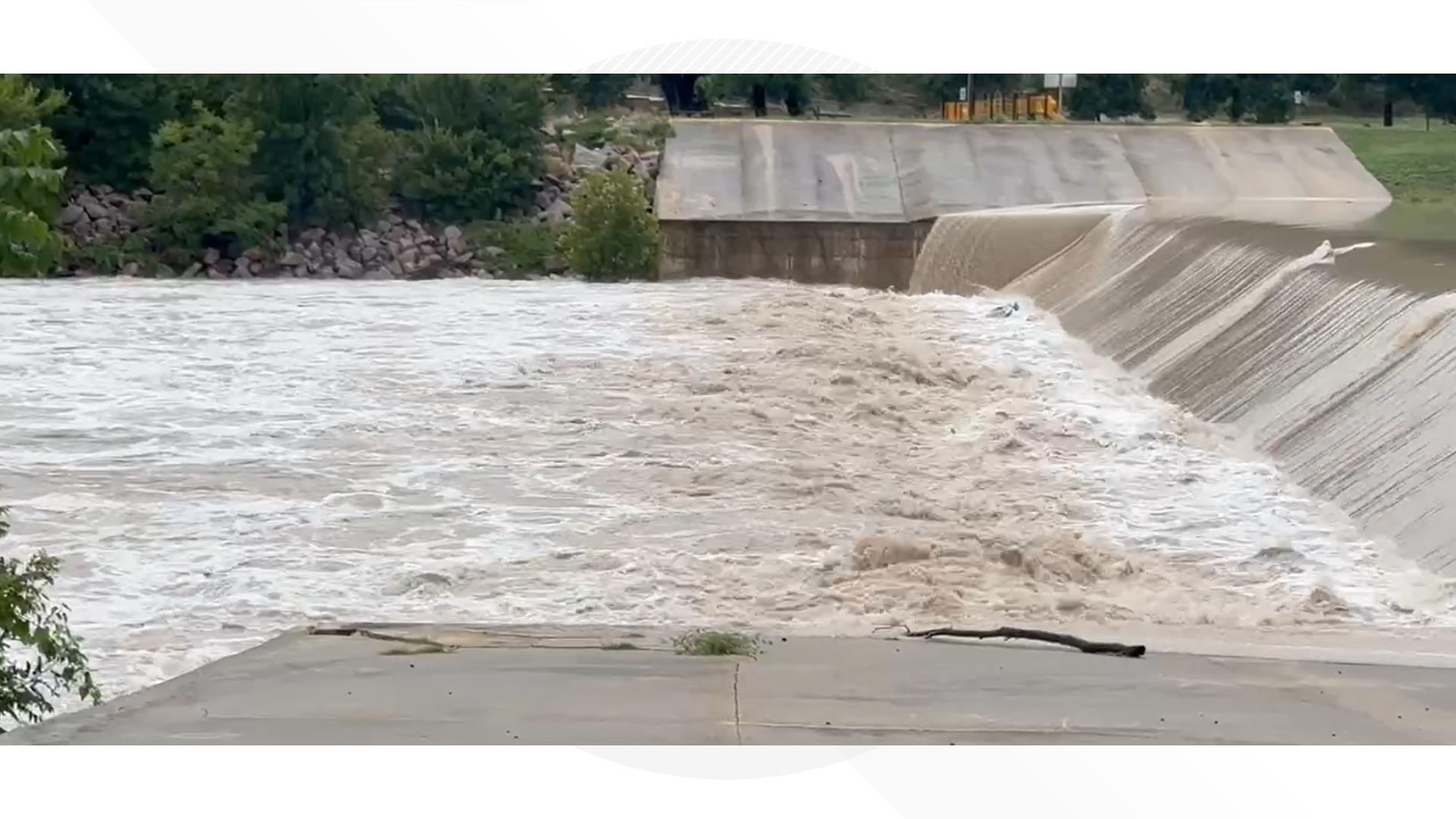 Water is flowing quickly as rain continues in the Hill Country.