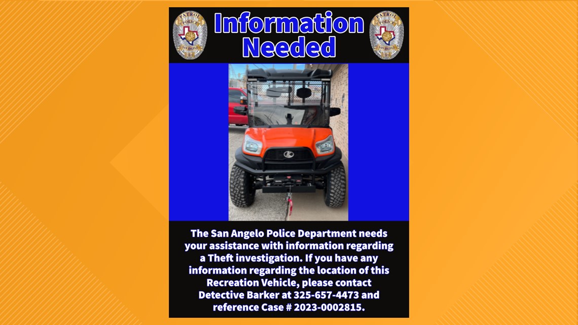 San Angelo Police Department searching for stolen Kubota vehicle ...
