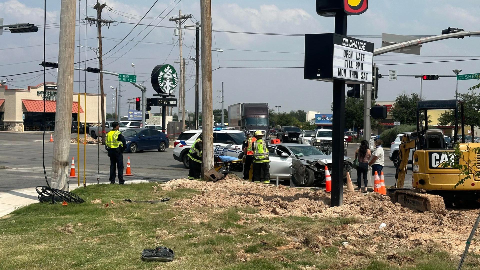 A crash at the intersection of Arden Road and Sherwood Way sent three people to the hospital Tuesday afternoon.
