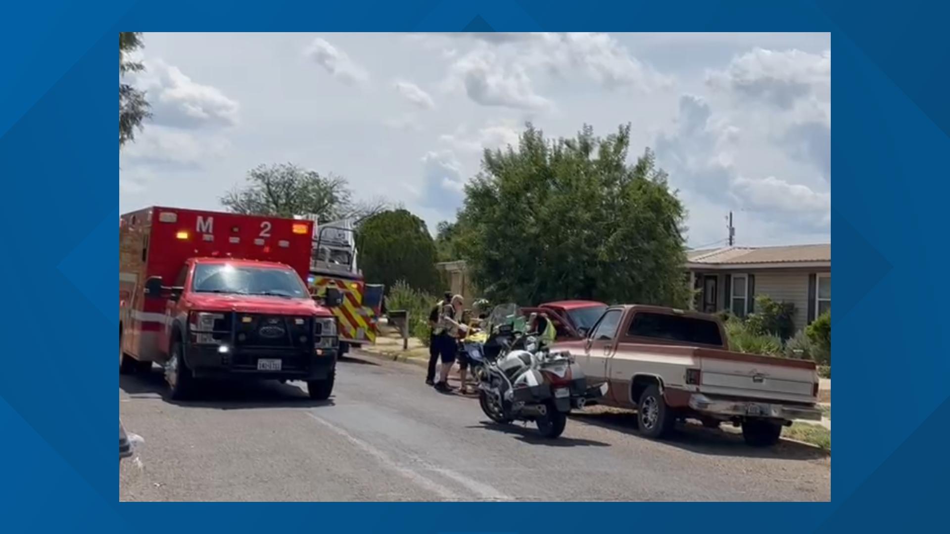 A car backed out of a driveway into the path of a pickup truck in north San Angelo.