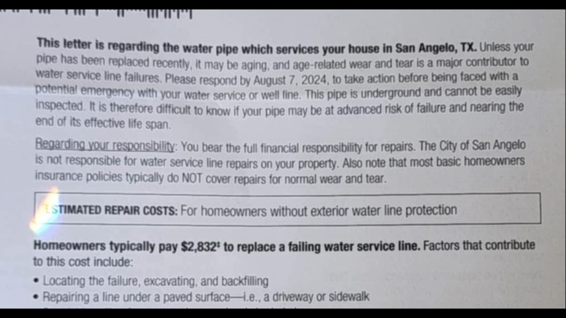 The warranty letters received by San Angelo residents are, in fact, not scam.