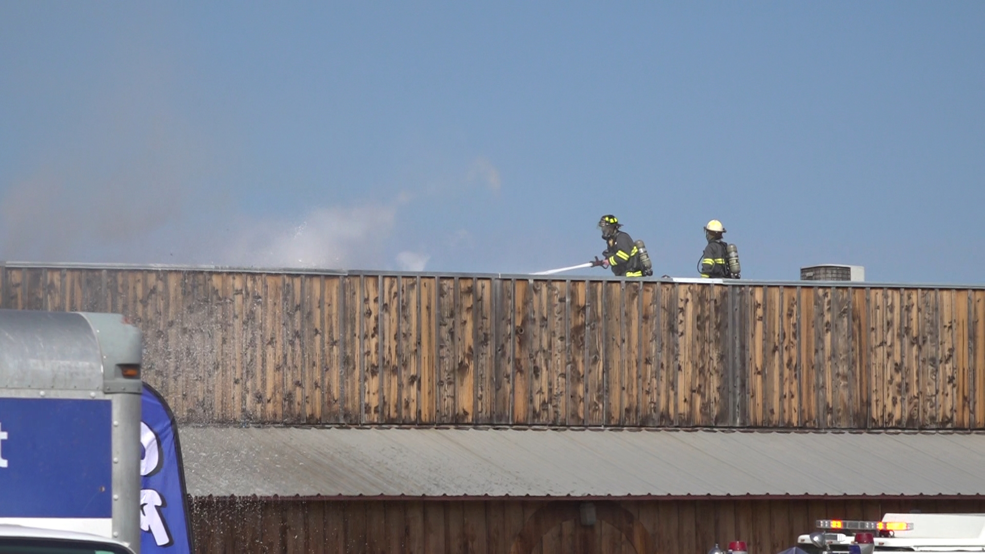 Heavy smoke was seen coming from the building Thursday afternoon.