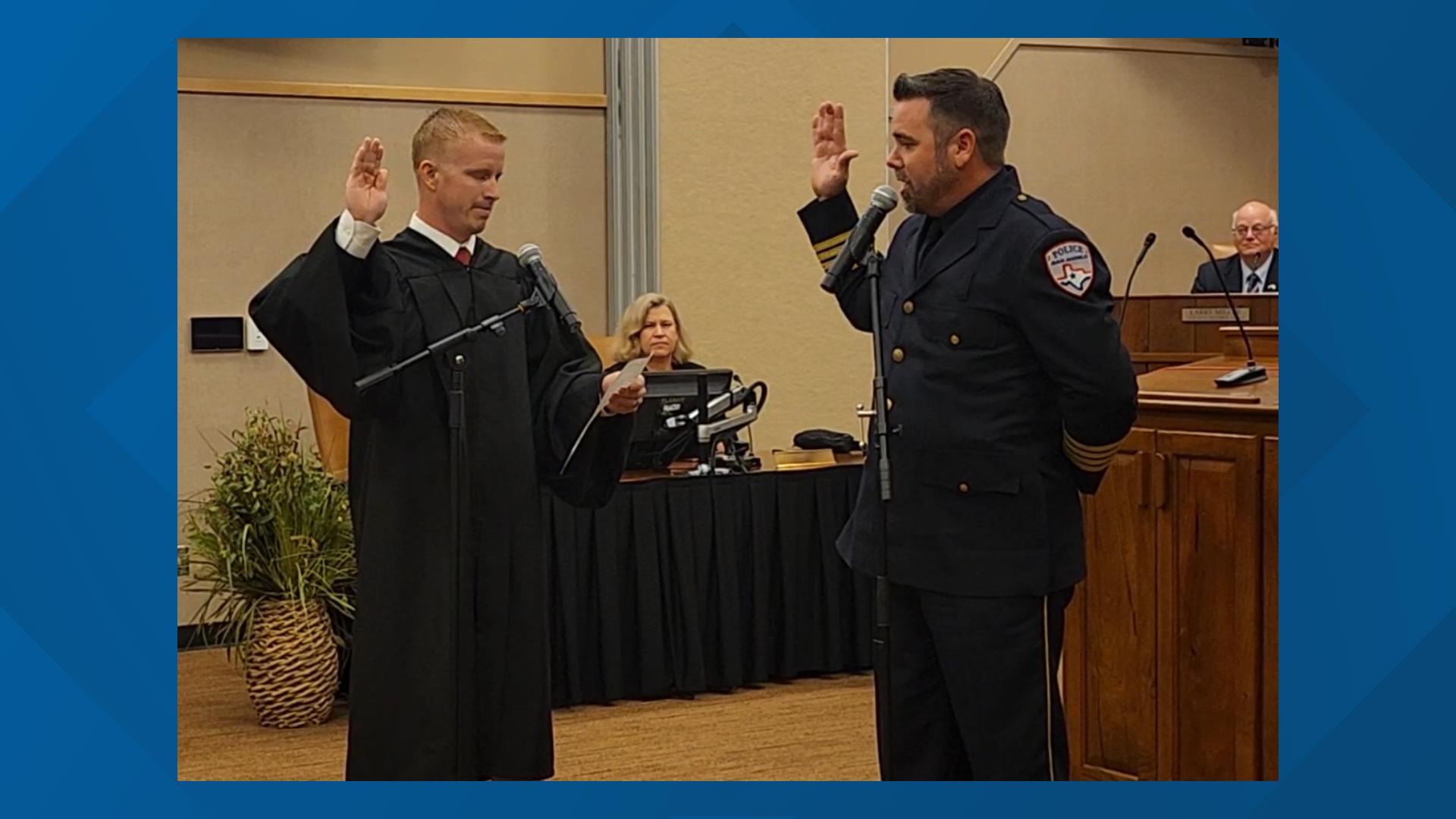 After votes from the June 15 runoff election were canvassed by the San Angelo City Council, Travis Griffith took the oath of office as San Angelo police chief.