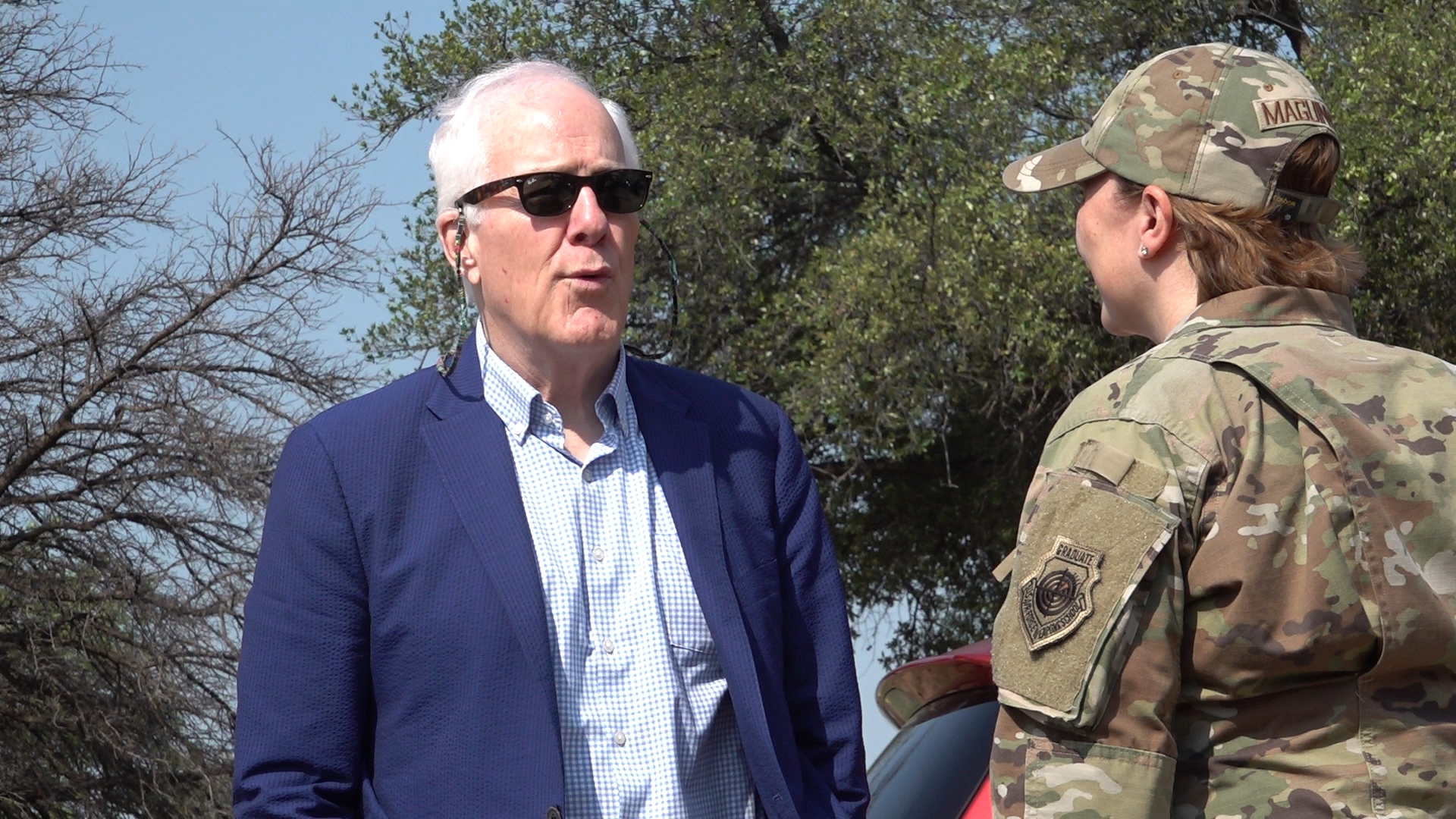 Cornyn said the biggest problem facing Texas is the border. He also formally recognized members of all six branches of the armed forces.