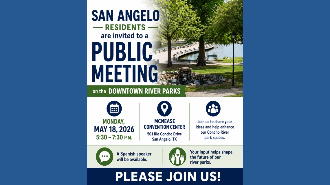 San Angelo to host public meeting on downtown river parks master plan