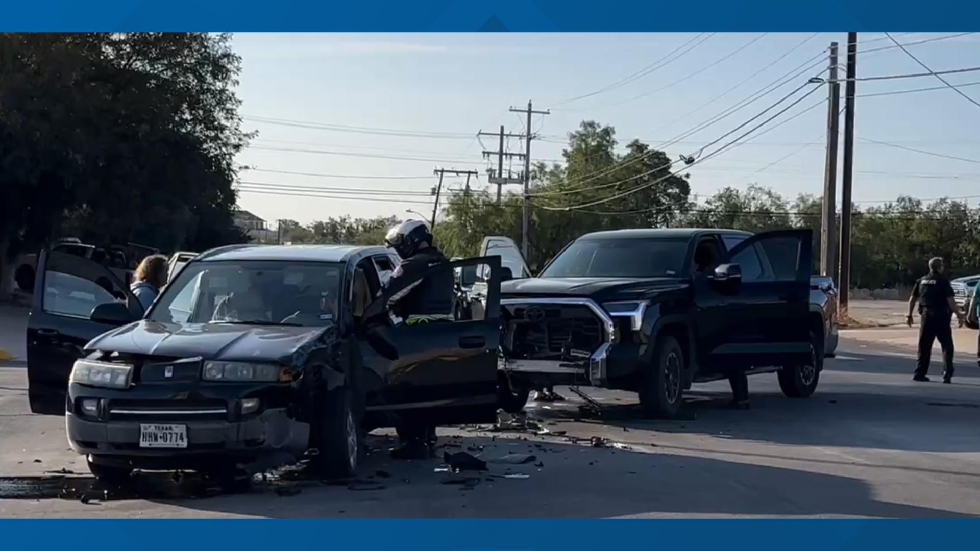 An SUV and pickup truck collided at a downtown San Angelo intersection Tuesday morning.