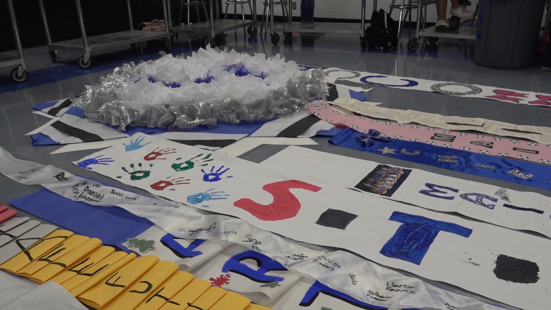 Jennifer Urbanek's floral design class is putting together a giant mum for the school's first homecoming dance.