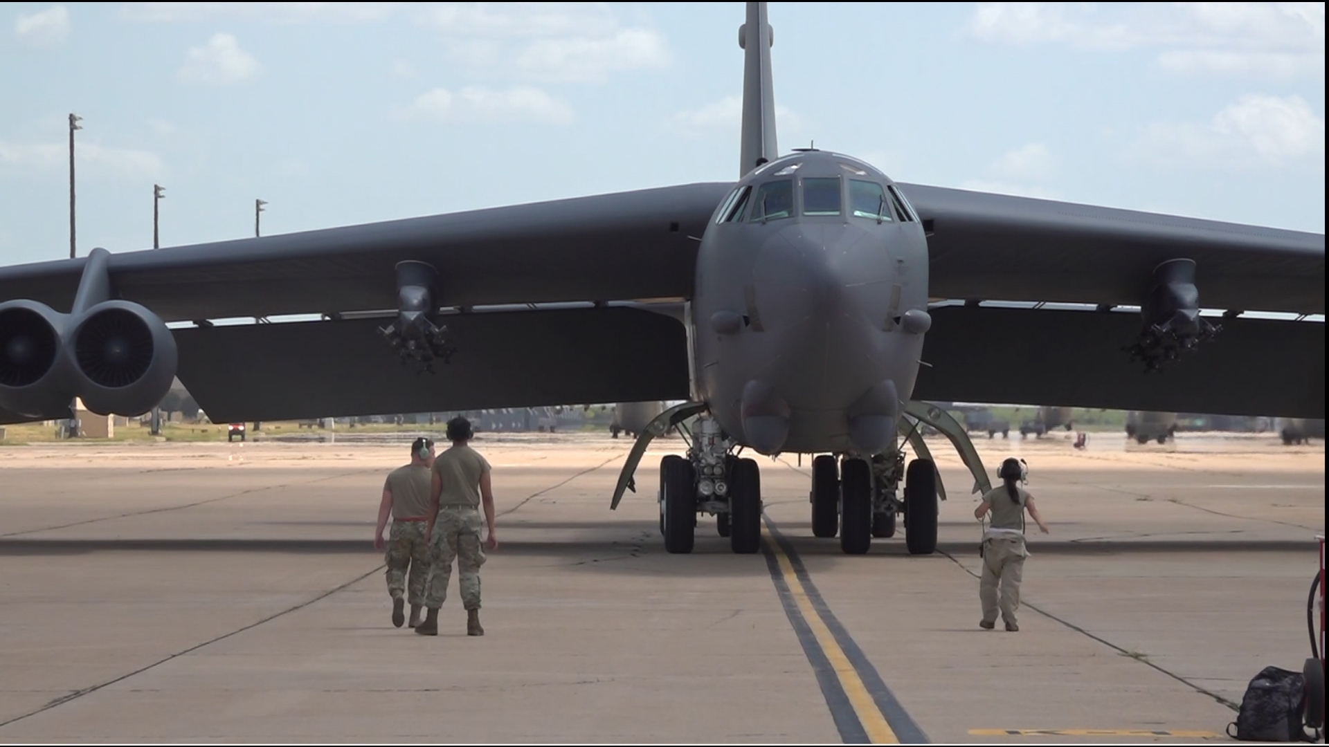 Members of the flight crew from Minot, North Dakota talk about their mission in Abilene.