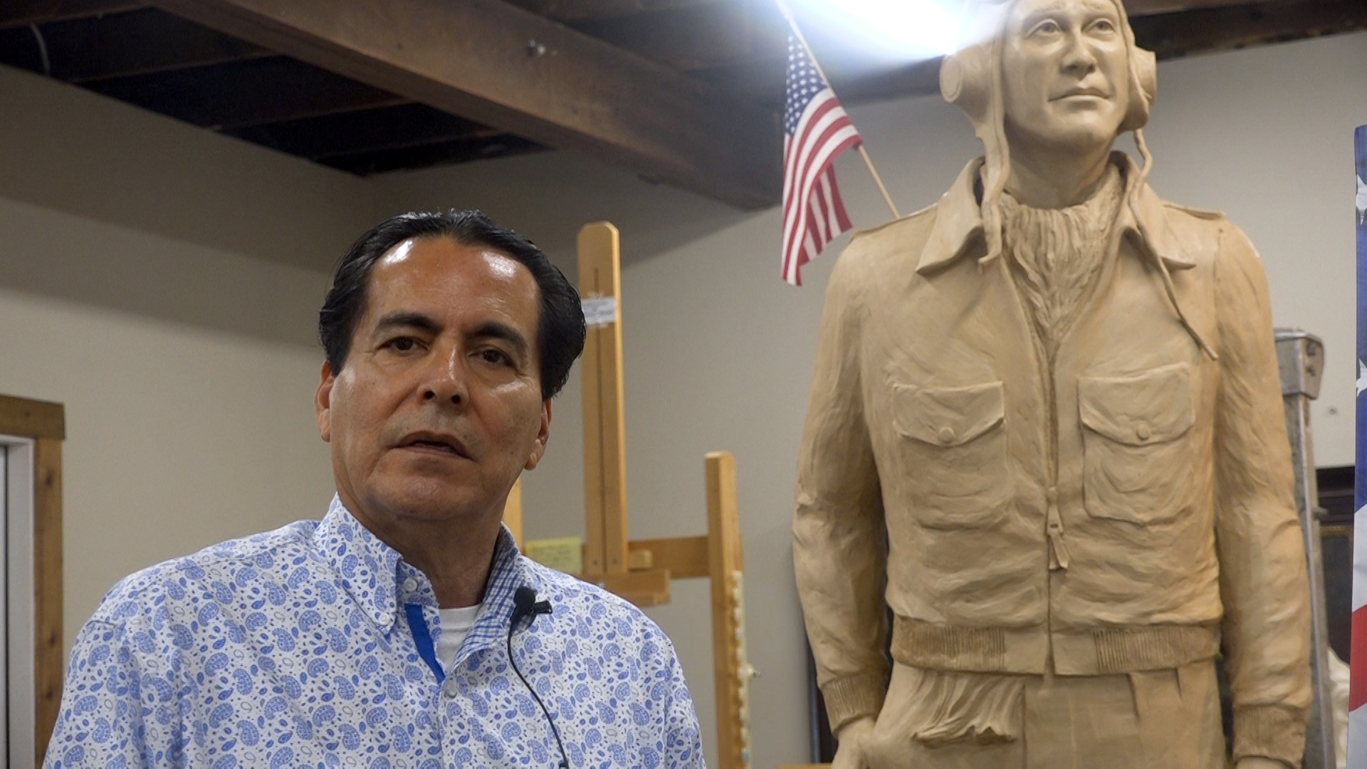 Ruiz has been working for months to create a permanent bronze statue for the upcoming WWII memorial along the Concho River.