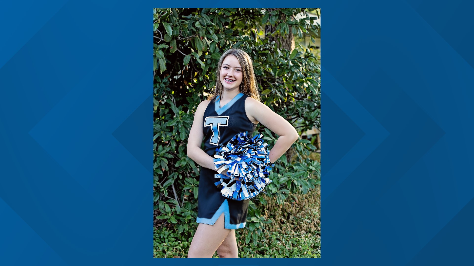 San Angelo cheerleader prepares to perform at London New Year's Day