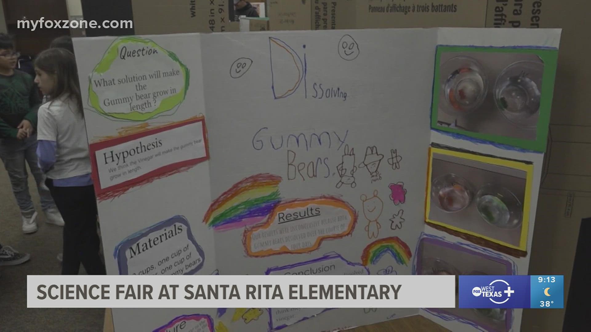 Santa Rita Elementary students showed off their group science projects to guest judges from Angelo State University.