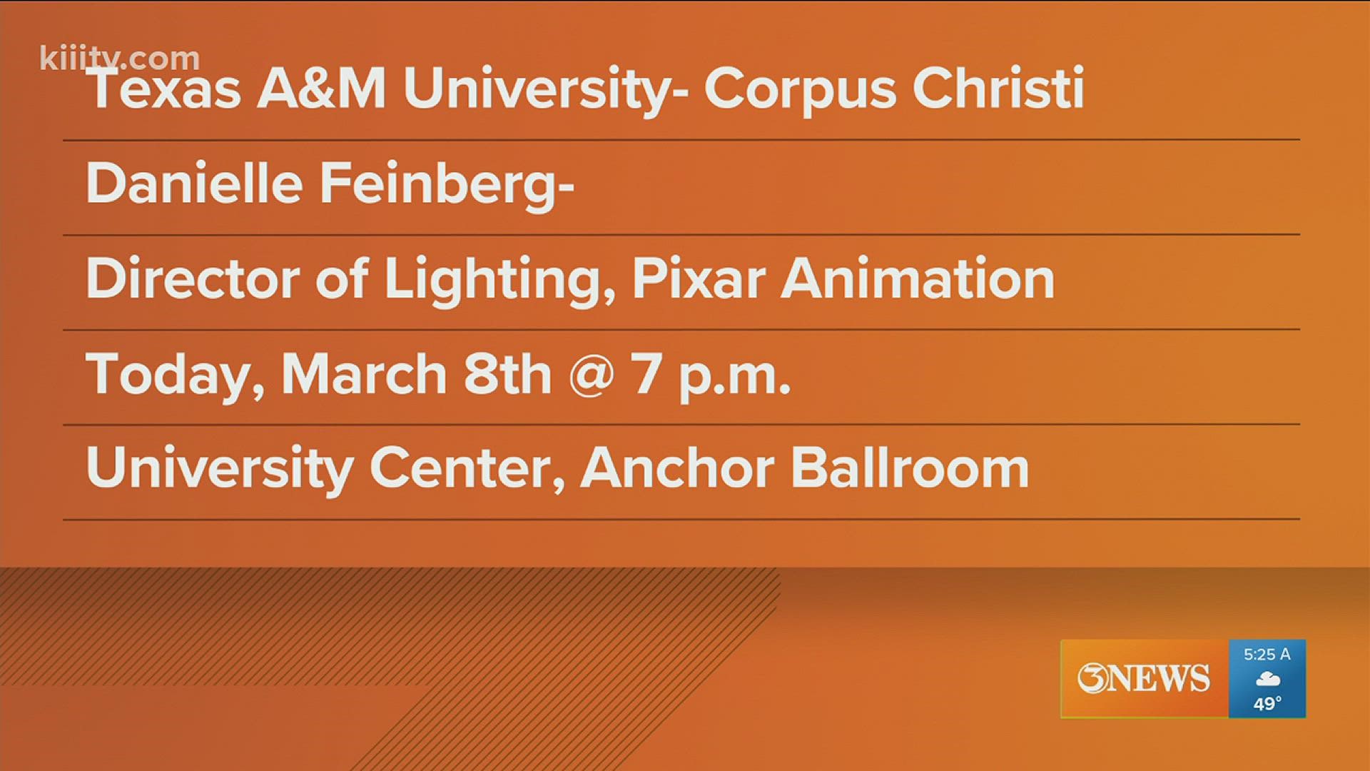 As part of their Distinguished Speaker series, TAMUCC will be hosting Disney Animator Danielle Feinberg for an International Women's Day event