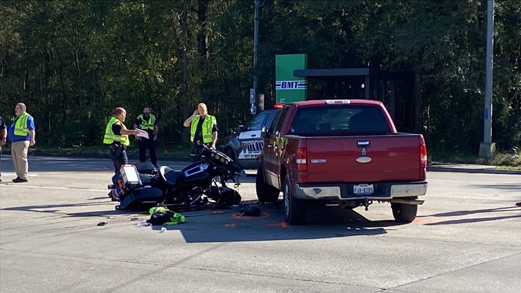 Off-duty Beaumont motorcycle cop treated for 'serious injuries' after truck drives through funeral procession