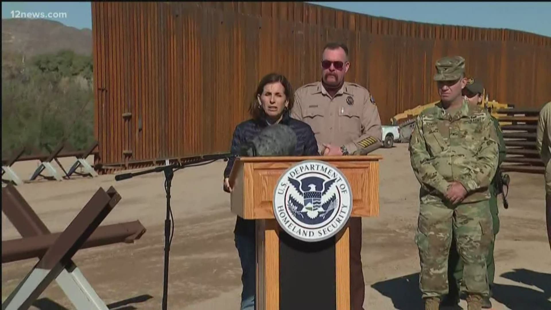 The Trump administration is marking a milestone for border wall construction, the 100th mile of fencing built near Yuma.