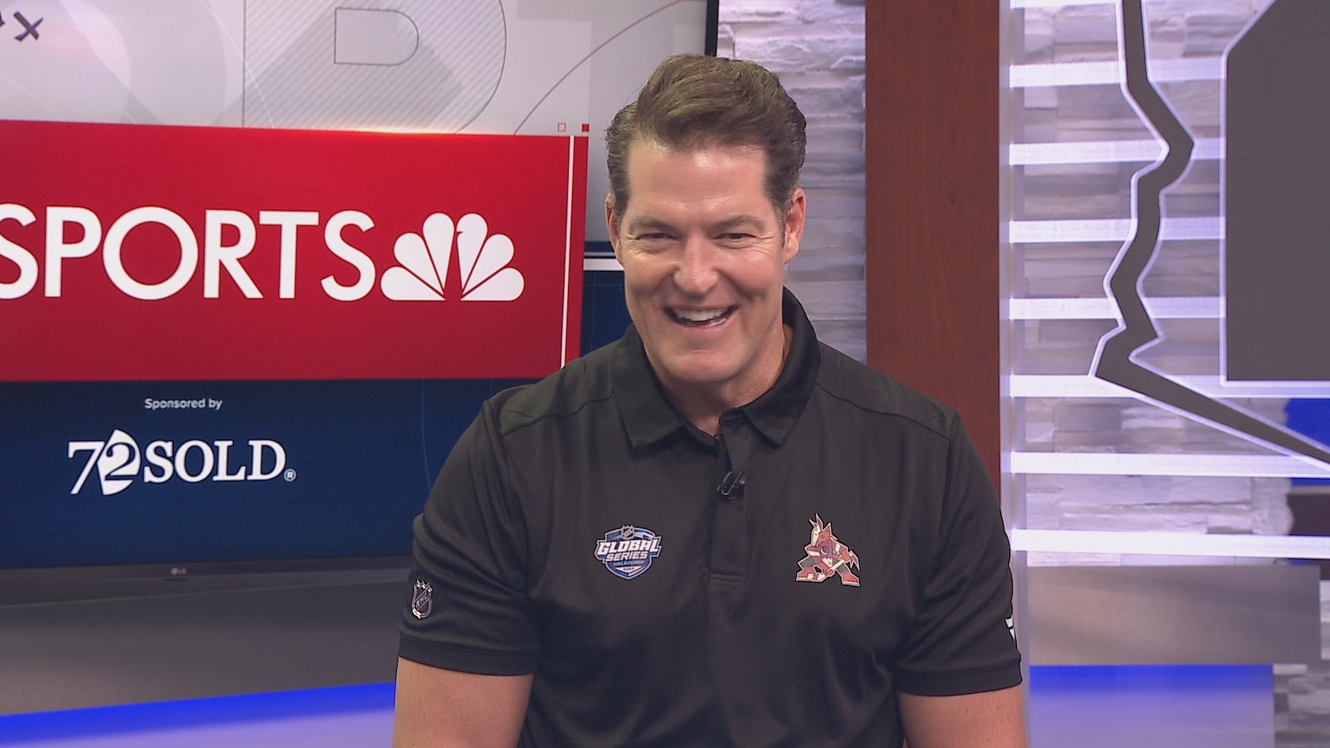Arizona Coyotes General Manager speaks with 12News sports journalist Cameron Cox in Studio 12A ahead of the 2023-24 season