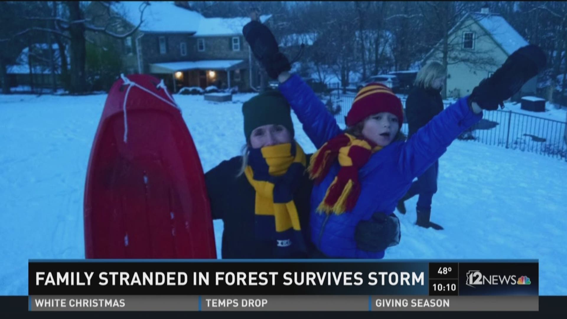 Family stranded in forest survives storm