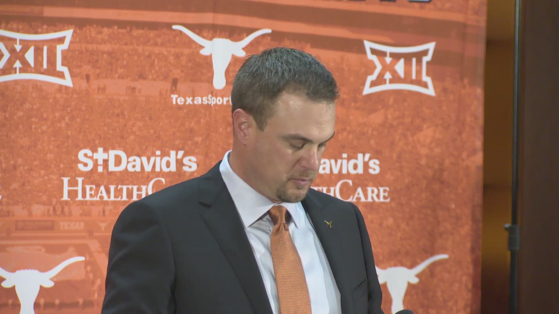 The new Longhorns football coach, Tom Herman, was introduced on the UT campus on Sunday.