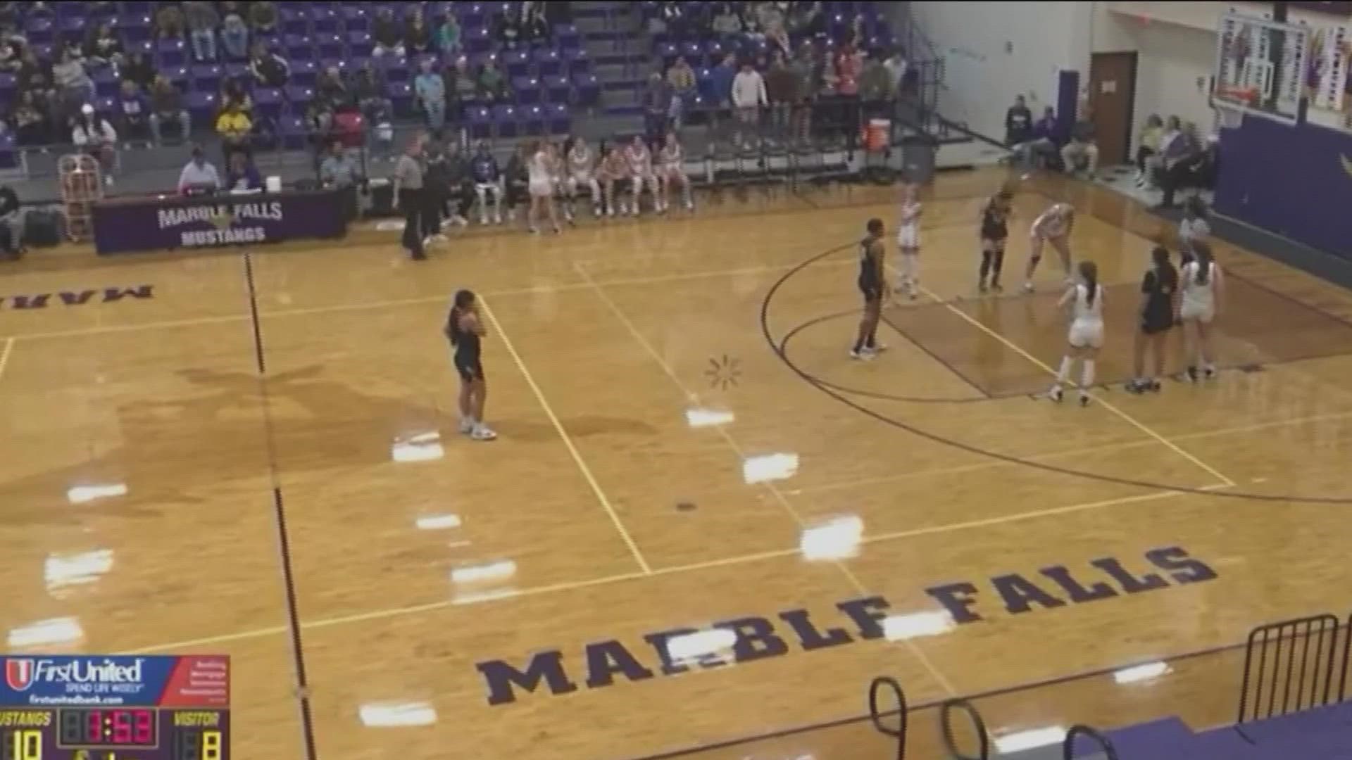 A San Antonio-area basketball player is addressing students making monkey noises at her during a game at Marble Falls High School. The district is now investigating.